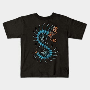 Orange and Blue Centipede Art Kids T-Shirt